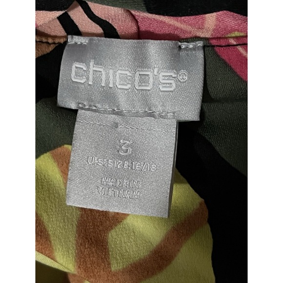 Chico's Leaf dress Pattern Sleeveless Dress Sz 3 XL babydoll stretch pleated - Picture 2 of 11